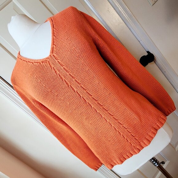 Gerry Weber Edition GERMANY V-neck Sweater Top Orange Cotton size M Autumn Soft - Picture 7 of 16